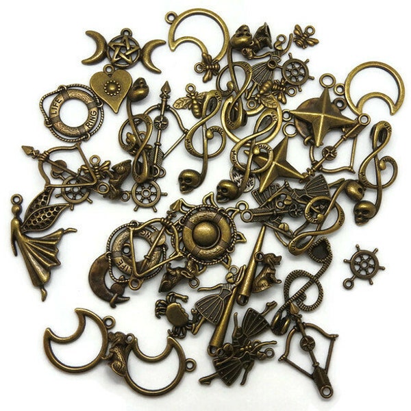 Breloques pendentifs en métal couleur bronze antique