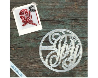 Christmas Joy in a Round Frame Metal Cutting Die for Card Making | Scrapbooking | Journals | Paper Crafts | Stencil | Stamp