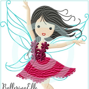 Stickdatei  Ballerina Elfe Flower  Füll 13x18 Stickmuster Stickmotiv  Fee embroidery pattern ballerina fairy flower