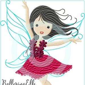 Embroidery file ballerina elf flower filling 13x18 embroidery pattern embroidery motif fairy embroidery pattern ballerina fairy flower