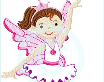 Stickdatei Ballerina Fairy 1 Appli 13x18 (5x7") Stickmuster Stickmotiv Elfe Fee embroidery pattern ballerina  appliqué doodle MariLena