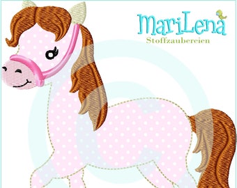 Stickdatei Pferdchen FransenAppli 13x18 (5x7") Stickmuster Stickmotiv embroidery pattern  appliqué doodle horse