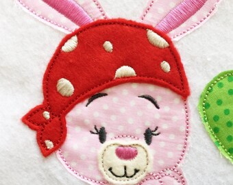 Stickdatei   BadHasi Girl  Appli 13x18 (5x7") Hase Bunny embroidery pattern  Stickmuster Stickmotiv