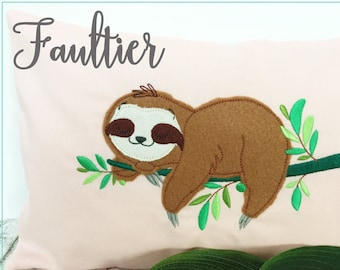 Embroidery file sloth fringes appli 13x18 doodle embroidery pattern sloth applique embroidery pattern embroidery motif