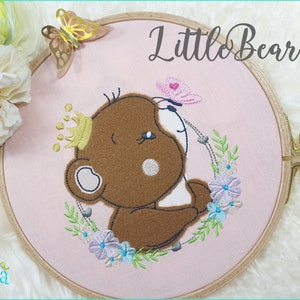 Embroidery file LittleBear Bear Princess Doodle Appli 10x10 appliqué embroidery pattern bear princess butterfly embroidery pattern embroidery motif