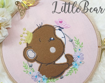 Embroidery file LittleBear Bear Princess Doodle Appli 10x10 appliqué embroidery pattern bear princess butterfly embroidery pattern embroidery motif