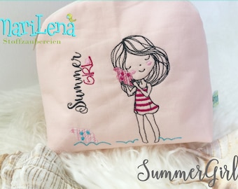 Stickdatei Mädchen  SummerGirl Appli 10x10 embroidery pattern girl summer Stickmuster Stickmotiv