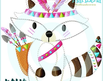 Embroidery file raccoon appli 10x10 (4x4") BOHO embroidery pattern racoon embroidery pattern embroidery motif