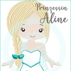 Stickdatei Prinzessin Aline Appli 10x10 (4x4&quot;) Stickmuster Mädchen Elfe Fee Stickmotiv embroidery pattern  appliqué princess fairy girl