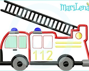Fire truck Doodle embroidery file 13x18 16x26 18x30-3 sizes in one set Fire brigade