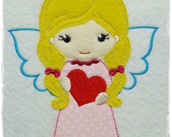 Archivo de bordado AngelGirl Heart Appli 13x18 (5x7") patrón de bordado motivo de bordado ángel patrón de bordado aplique ángel