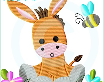 Embroidery file baby donkey filling 13x18 (5x7") embroidery pattern embroidery pattern donkey