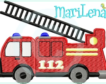 Embroidery file fire engine 1 fill 10x10 (4x4&quot;) embroidery pattern embroidery motif embroidery pattern fire engine