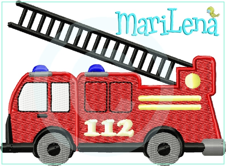 Embroidery file fire engine 1 fill 10x10 4x4 embroidery pattern embroidery pattern fire engine image 1