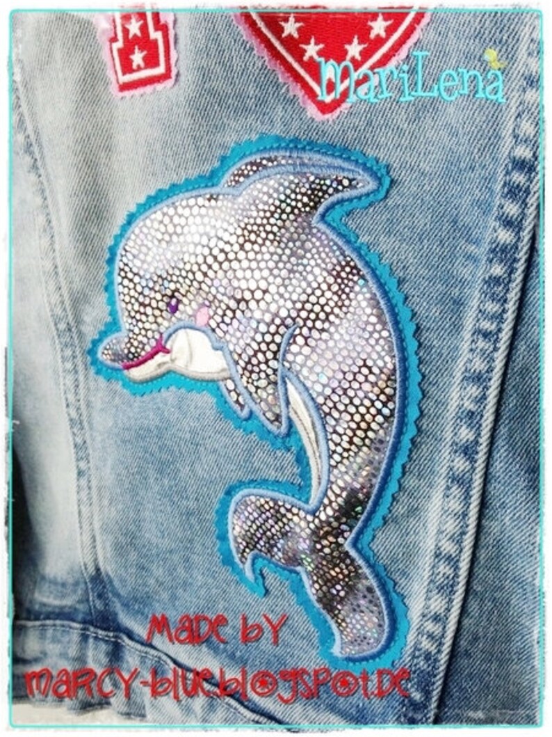 Stickdatei Delfin Appli 13x18 5x7 Stickmuster Stickmotiv embroidery pattern appliqué dolphin Bild 2