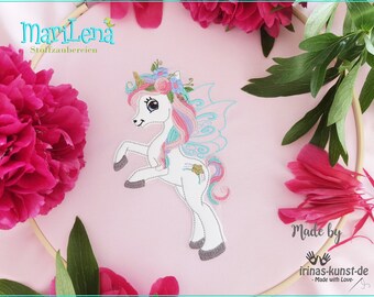 Stickdatei Splash Pegasus Einhorn 2 Appli 13x18 (5x7") Unicorn embroidery pattern  Rainbow Stickmuster Stickmotiv