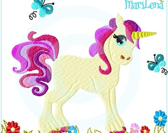 Embroidery file magic unicorn on meadow filling 13x18 (5x7") embroidery pattern embroidery pattern unicorn