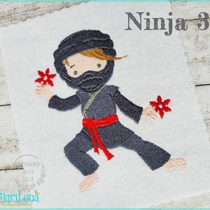 Stickdatei Ninja 3 Füll 10x10 embroidery pattern ninja fighter boy Stickmuster Stickmotiv Junge Bild 2