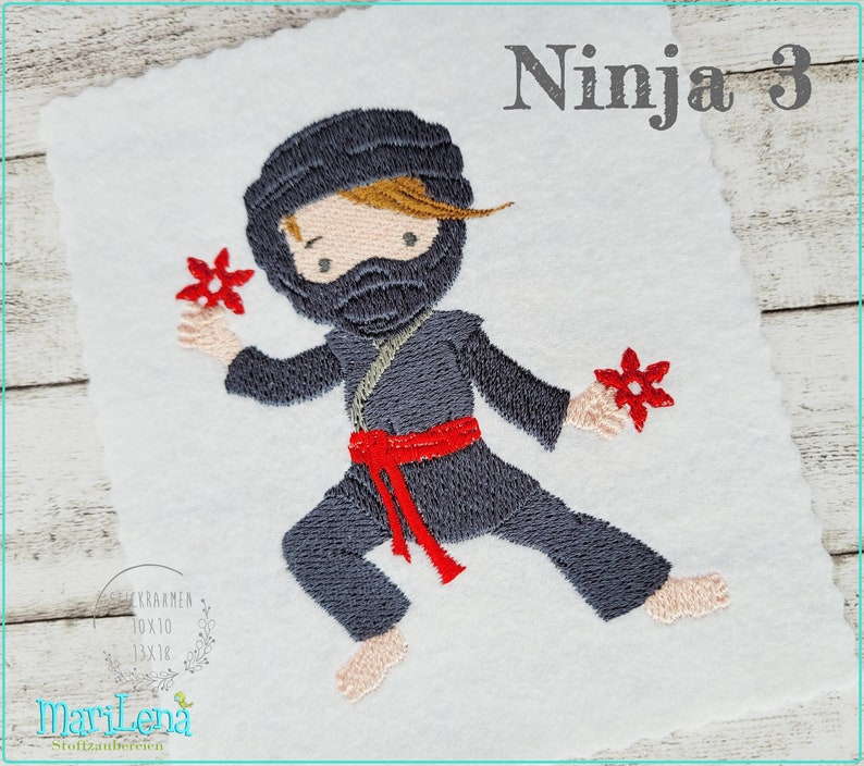 Stickdatei Ninja 3 Füll 10x10 embroidery pattern ninja fighter boy Stickmuster Stickmotiv Junge Bild 2