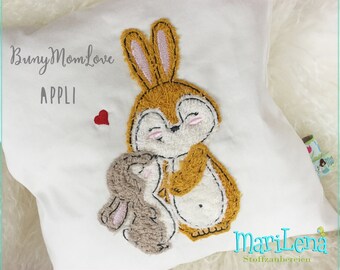 Stickdatei BunnyMomLove 2 Hase Ostern Appli 13x18 Baby embroidery pattern spring bunny mom love baby easter  Stickmuster Stickmotiv