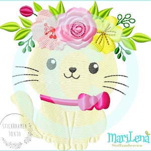 Embroidery file CatFlower cat filling 10x10 embroidery pattern cat flower embroidery pattern embroidery motif