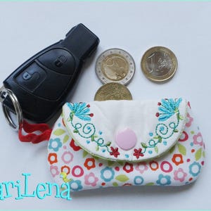 Stickdatei  Blumen Minitäschchen  ITH 10x10 Stickmuster Stickmotiv embroidery pattern  key chain pocket bag