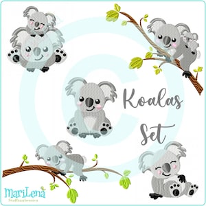 Stickdatei Set Koalas Füll 10x10 u. 13x18 Stickmuster Stickmotiv embroidery pattern koala baby Bild 1