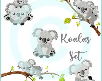 Embroidery file set koalas filling 10x10 and 13x18 embroidery pattern embroidery pattern koala baby