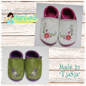 Stickdateien Set Puschen Blumenranken 1 ca. 6cm Stickmuster Stickmotiv embroidery pattern baby shoes flowers Bild 3