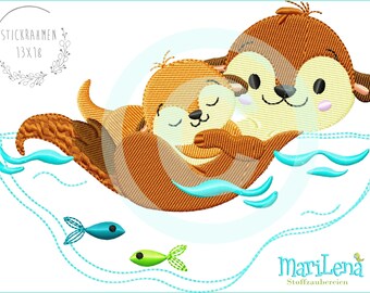 Embroidery file Otter 1 fill 13x18 Baby embroidery pattern otter embroidery pattern embroidery motif