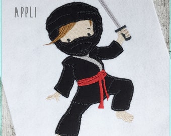 Stickdatei Ninja 1 Appli  10x10 Stickmuster Junge Stickmotiv  embroidery pattern ninja fighter