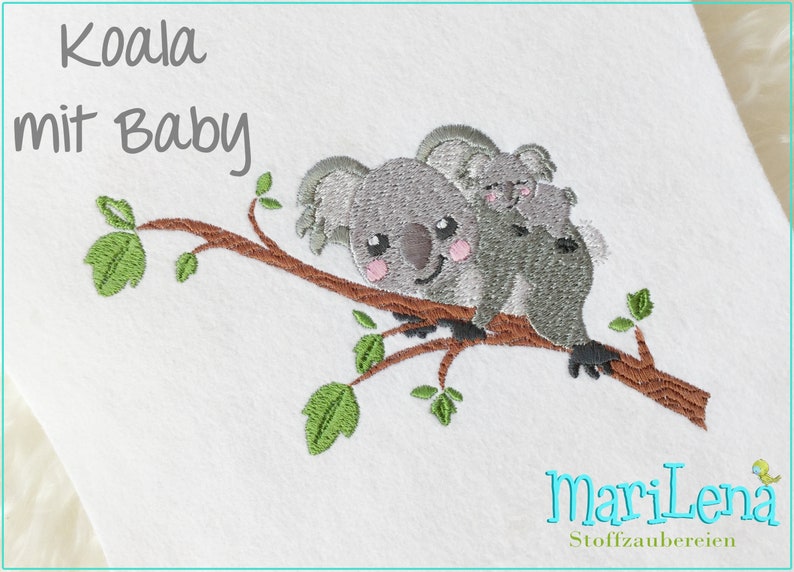 Stickdatei Set Koalas Füll 10x10 u. 13x18 Stickmuster Stickmotiv embroidery pattern koala baby Bild 2