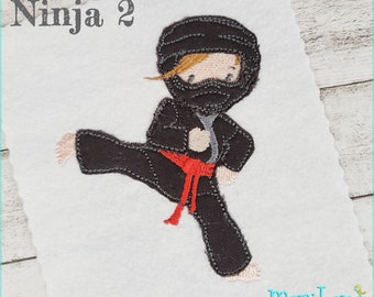 Archivo de bordado Ninja 2 Appli 10x10 patrón de bordado niño patrón de bordado patrón de bordado ninja luchador niño