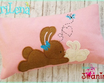 Embroidery file Mom&Me rabbit pillow ITH 18x30 embroidery pattern embroidery motif embroidery pattern cushion pillow bunny