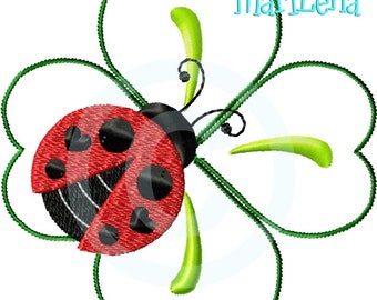 Stickdatei  GlücksMariechen  Appli 10x10 (4x4") Stickmuster Stickmotiv embroidery pattern  appliqué doodle ladybug