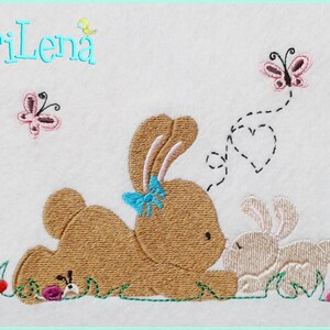 Stickdatei Mom&Me Hasen Füll 13x18 5x7 Stickmuster Stickmotiv embroidery pattern bunny butterfly flower Bild 2