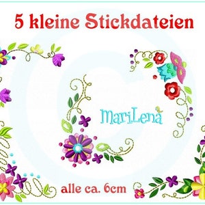 Stickdateien Set Puschen Blumenranken 1 ca. 6cm Stickmuster Stickmotiv embroidery pattern baby shoes flowers imagem 1