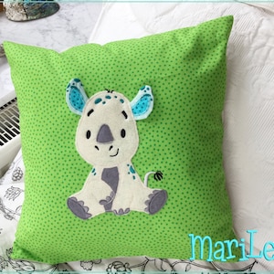 Embroidery file 3D rhino appli ITH 13x18 embroidery pattern embroidery pattern appliqué rhino image 1