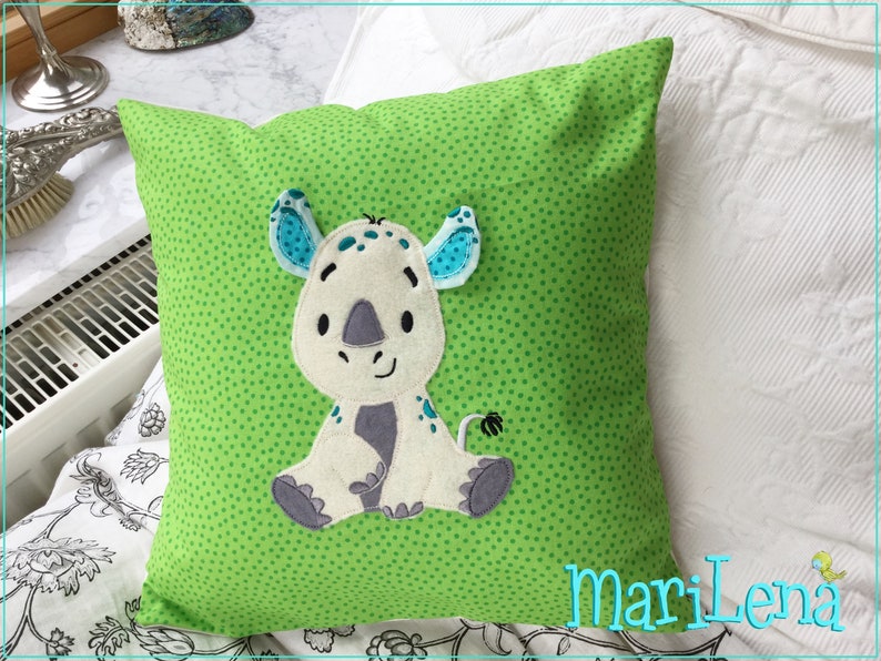Embroidery file 3D rhino appli ITH 13x18 embroidery pattern embroidery pattern appliqué rhino image 1