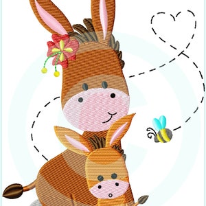 Stickdatei Mom&Me Eselchen Baby Füll 13x18 5x7 Stickmuster Stickmotiv embroidery pattern donkey Bild 1