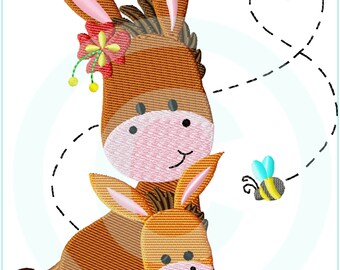 Embroidery file Mom&Me donkey baby filling 13x18 (5x7") embroidery pattern embroidery pattern donkey