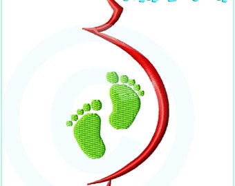 Embroidery file baby belly with baby feet 10x10 (4x4") embroidery pattern embroidery pattern baby belly