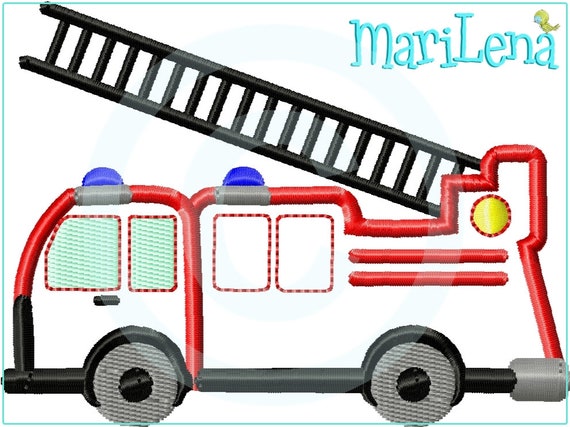 Stickdatei Feuerwehrauto 1 Appli 10x10 Etsy