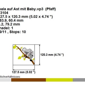 Stickdatei Set Koalas Füll 10x10 u. 13x18 Stickmuster Stickmotiv embroidery pattern koala baby Bild 5