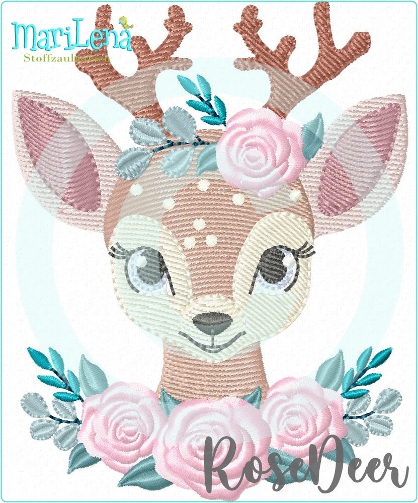 Embroidery file deer roses fill 10x10 embroidery pattern deer rose embroidery pattern embroidery motif embroidery template fawn