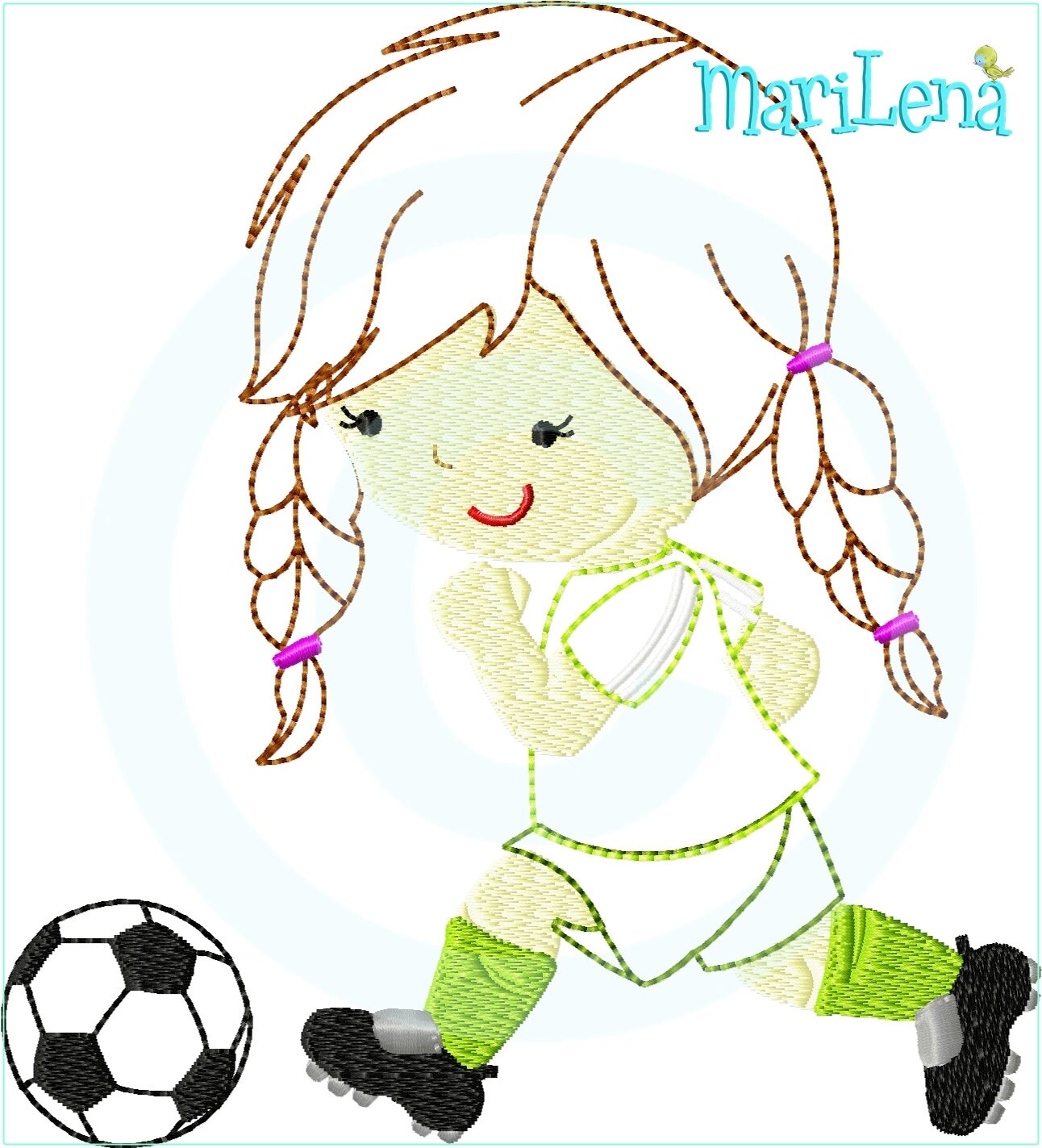 Embroidery file soccer player appli 13x18 (5x7") embroidery pattern embroidery motif machine embroidery pattern soccer player girl appliqué