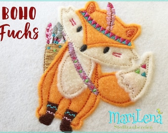 Stickdatei Fuchs Appli 10x10 (4x4") BOHO embroidery pattern fox  Stickmuster Stickmotiv