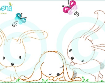 Embroidery file Bunnies Rabbits Appli 13x18 (5x7") embroidery pattern Bunny embroidery pattern embroidery motif Bunny Rabbit