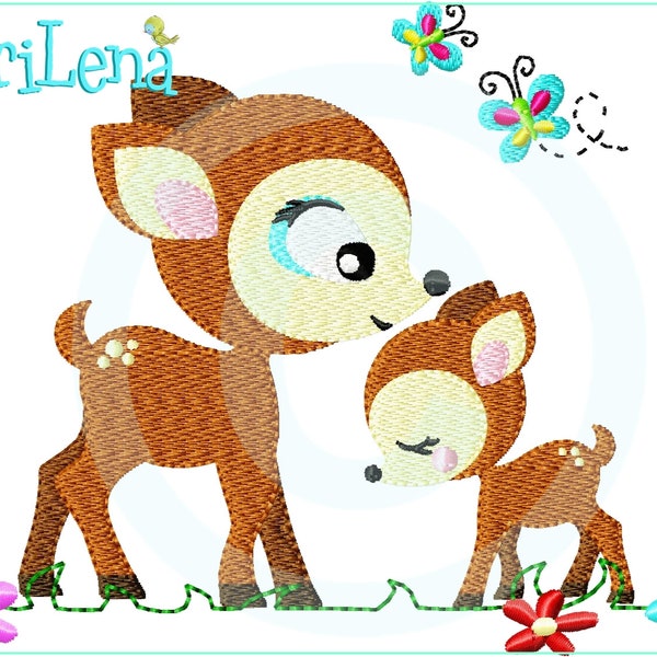 Stickdatei  BabyKitzLove Reh Füll 13x18 (5x7") Stickmuster Stickmotiv embroidery pattern  deer fawn baby