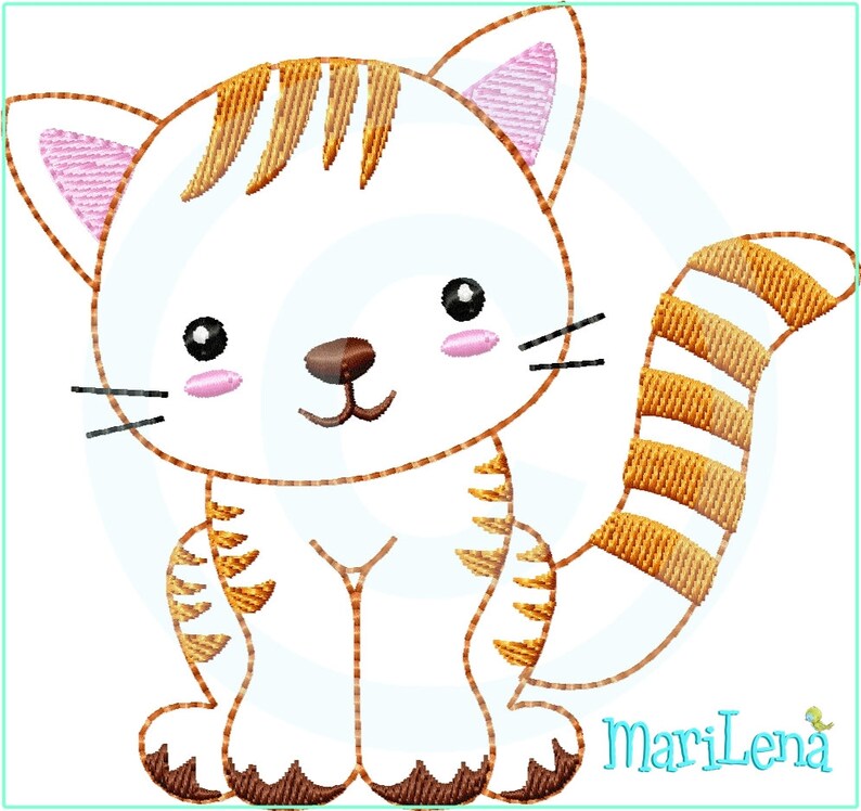 Embroidery file cat Samara appli 10x10 4x4 embroidery pattern embroidery motif embroidery pattern appliqué cat image 1